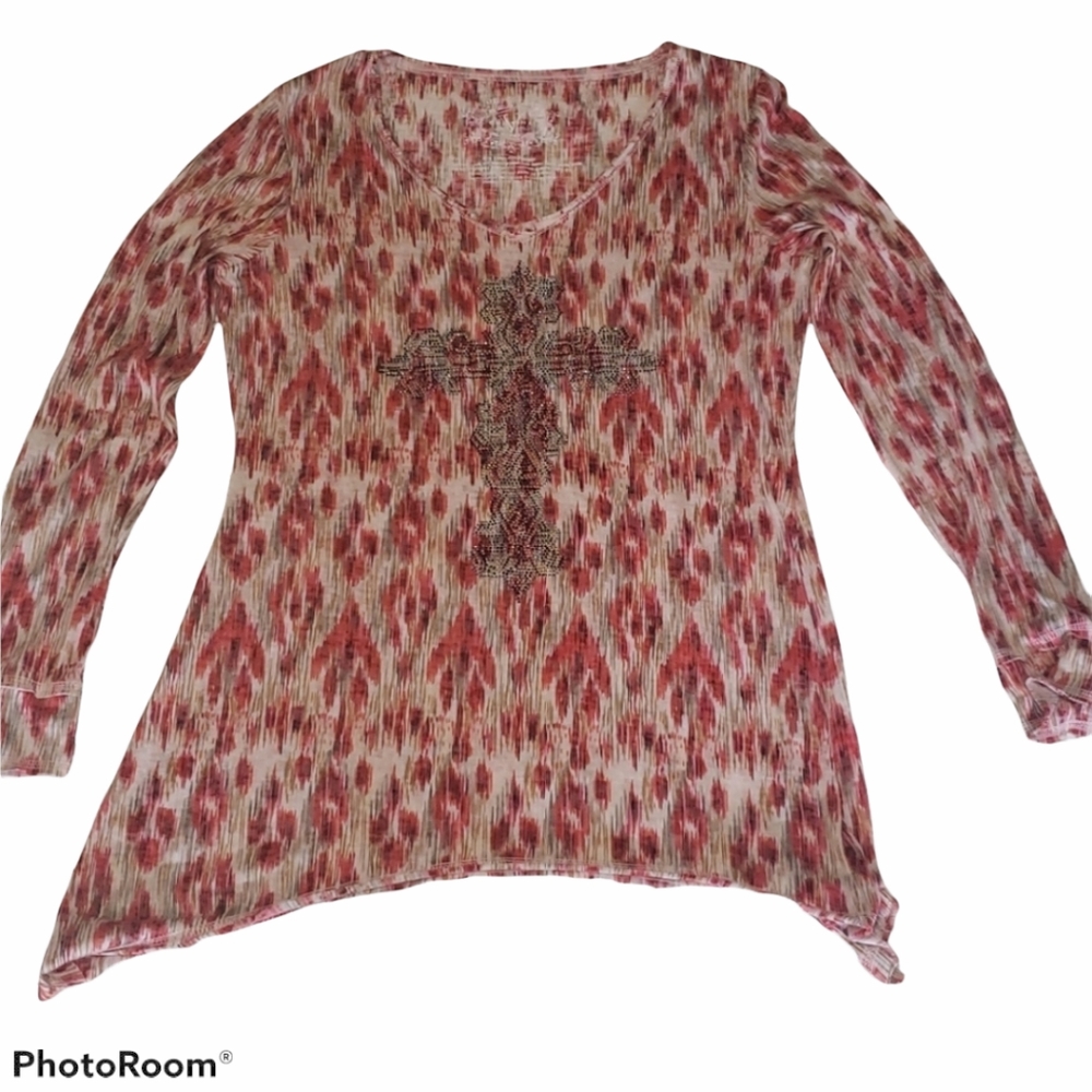 V Cristina Embellished Cross Tunic sz L